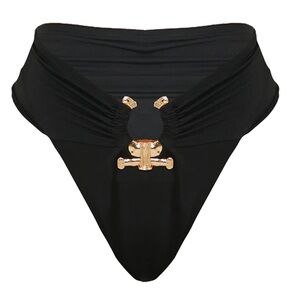 black bathing suit bottom gold detail